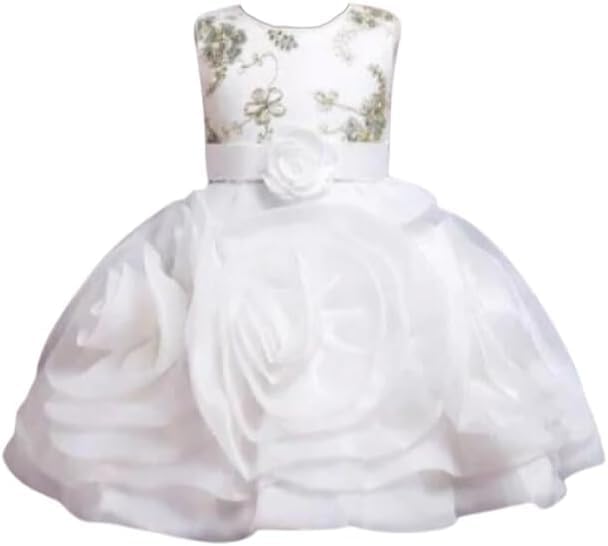 Special Occasion Dress with Rose-Shaped Skirt and Beaded Embroidery - G0122