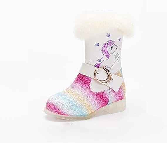 Winter unicorn ankle high boots for girls