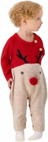 Baby's Reindeer Christmas Knit Romper - B0006