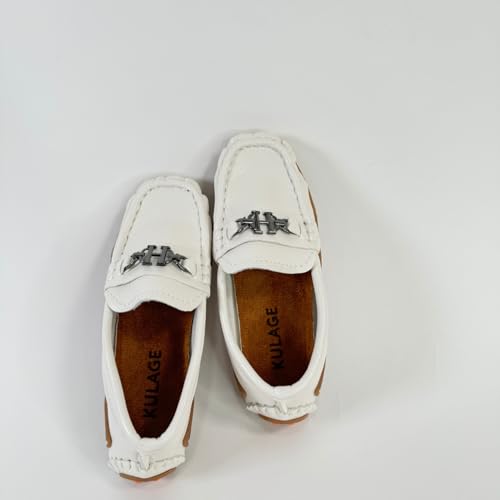 Boys' Leather Loafers with Soft Sole and Metallic Accent