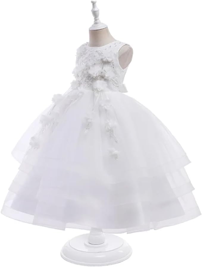 Girls' Floral Lace Tiered Dress
