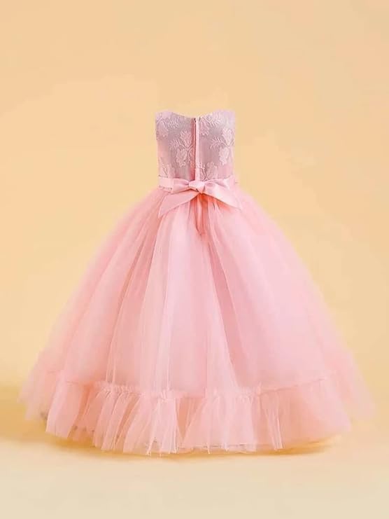 Girl Dresses Wedding Bridesmaid Chiffon Floral Maxi Princess Pageant - G0037