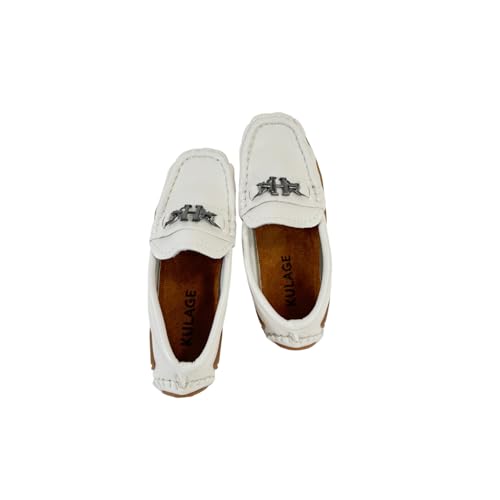 Boys' Leather Loafers with Soft Sole and Metallic Accent