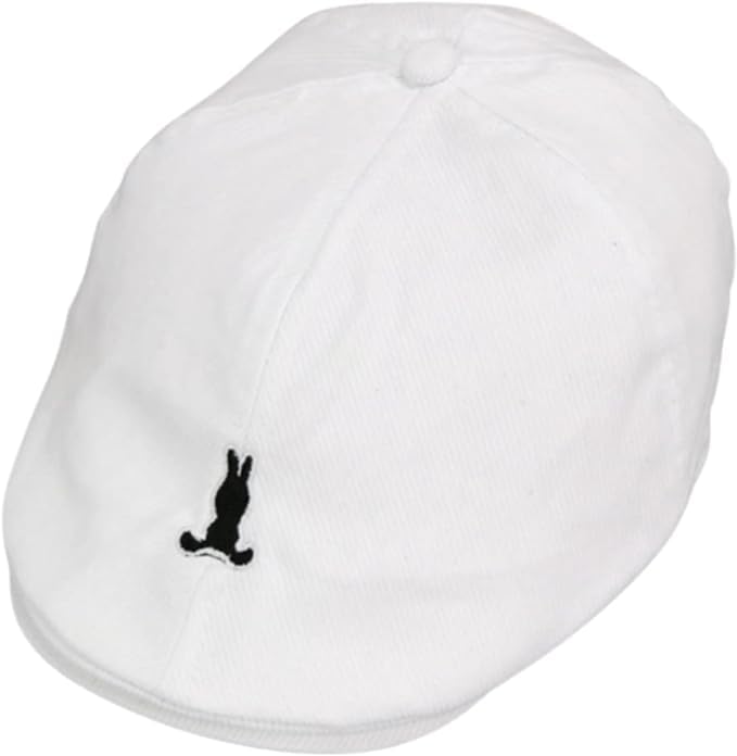 Boys' Striped Newsboy Cap with Embroidered Bunny