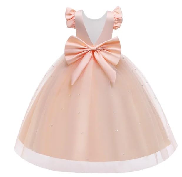 Elegant Satin Dress with Tulle Skirt Overlay and Pearl appliqués - G0030