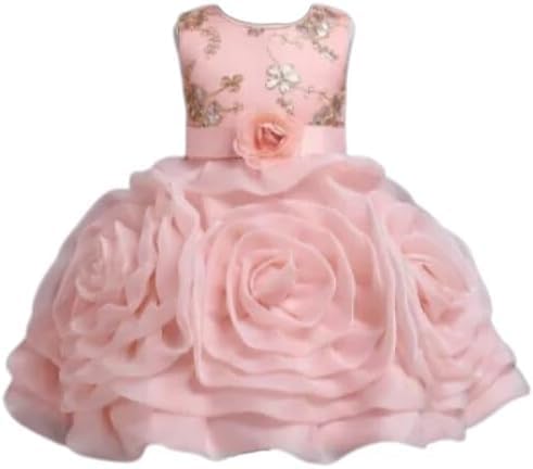 Special Occasion Dress with Rose-Shaped Skirt and Beaded Embroidery - G0122