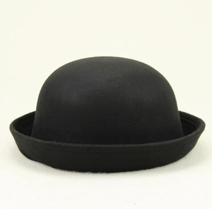 Cute Girls Wool Felt Bowler Hat with Roll up Brim