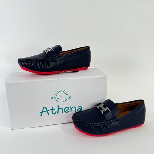 Boys' Leather Loafers with Soft Sole and Metallic Accent