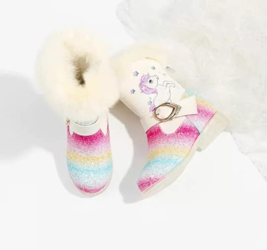 Winter unicorn ankle high boots for girls