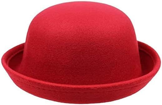 Cute Girls Wool Felt Bowler Hat with Roll up Brim