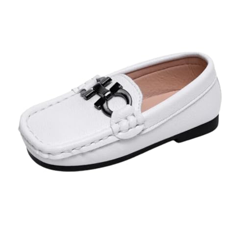 Boys' Leather Loafers with Soft Sole and Metallic Accent