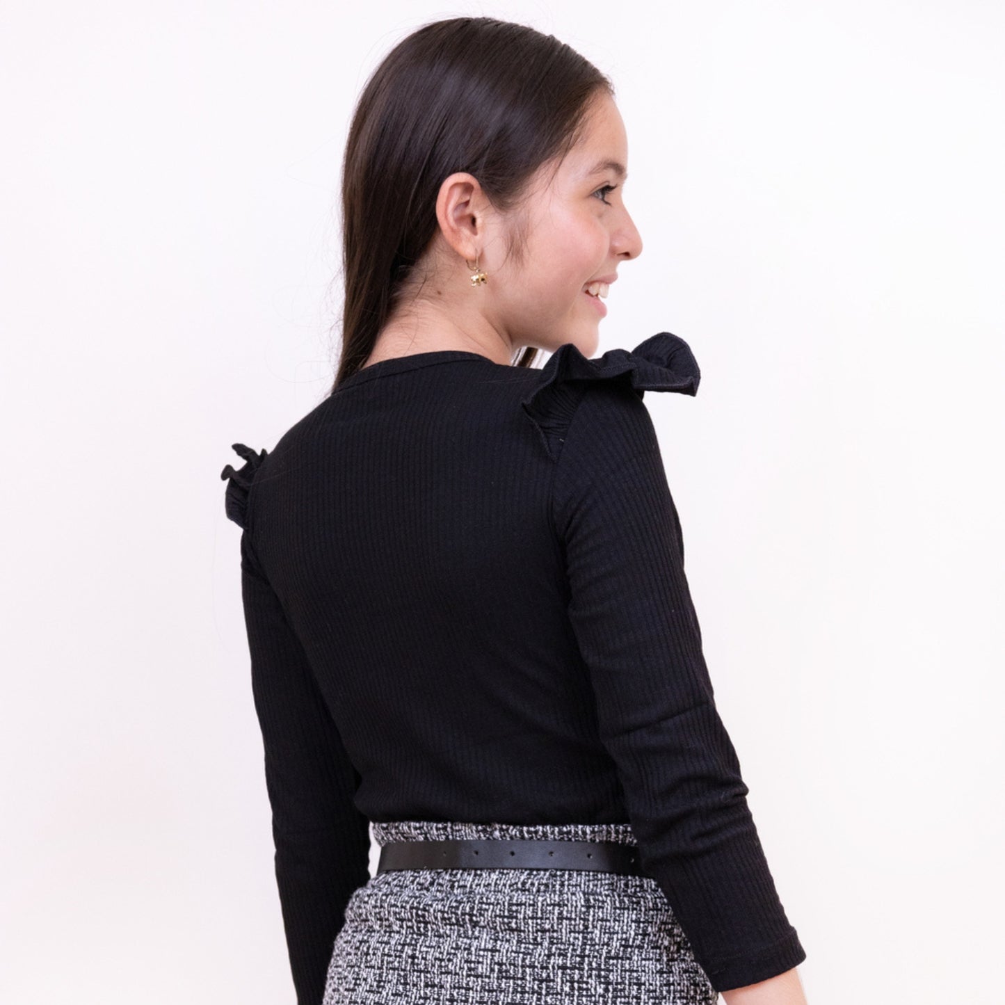 Long Sleeve T-Shirt + Plaid Mini Skirts Fall Set for girls - G0089