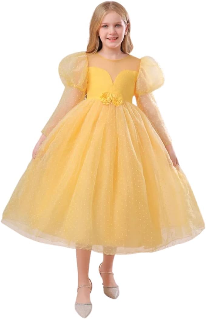 Princess Dress Long Sleeve Puffed Shoulders for Girls - G0098