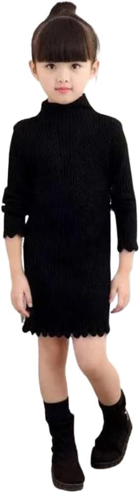 Girls' Knitted Sweater Dress with Long Sleeves - G0067