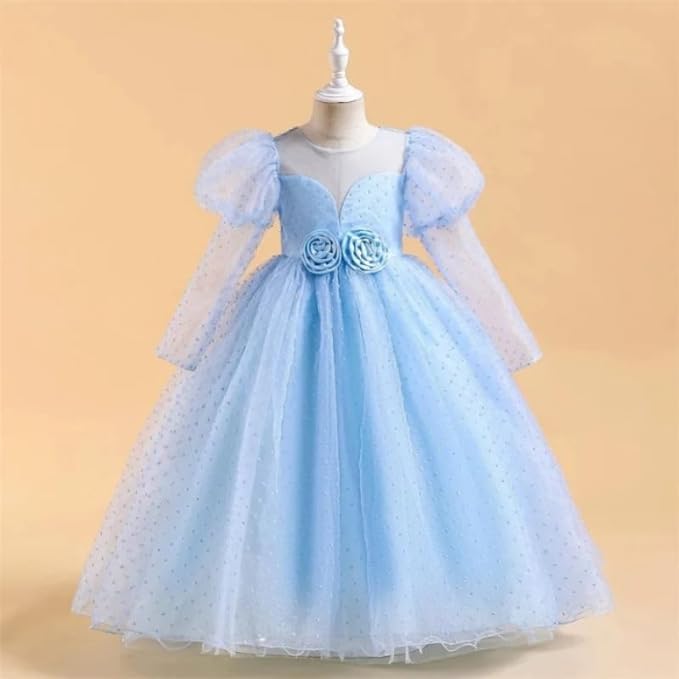 Princess Dress Long Sleeve Puffed Shoulders for Girls - G0098