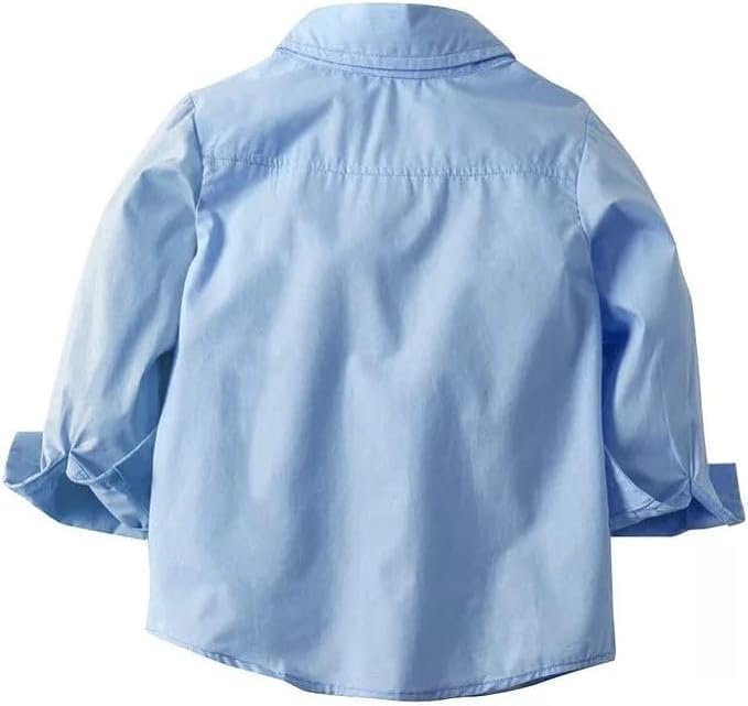 Boys Long Sleeve Shirt + Jeans + Suspenders & Bow Tie 4 pcs Set - B0011