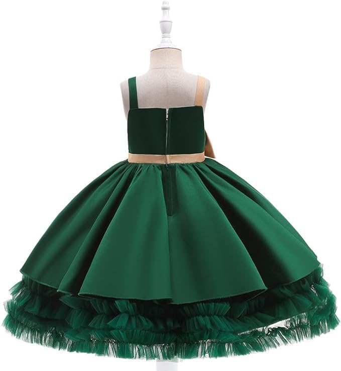 Satin Flower Girl Dress with Bow - Fall dresses for girls - G0112