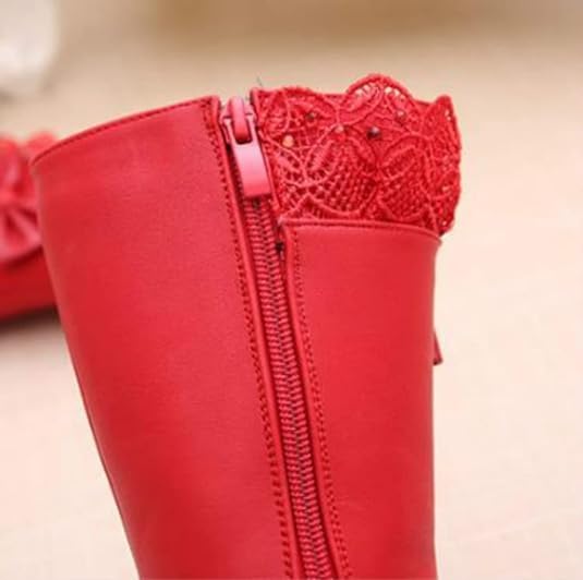 Girls Mid calf  Boots Lace and Bow Knot - S0040
