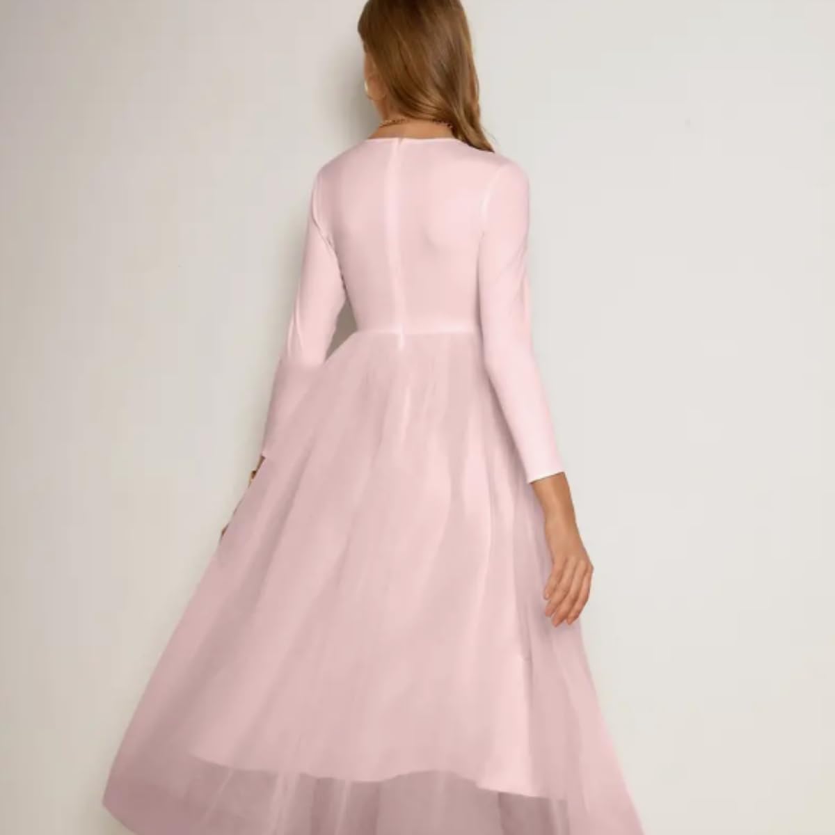 Long Party Dress with Long Sleeves for Women Tea Lenght Dress Elegant Occasion