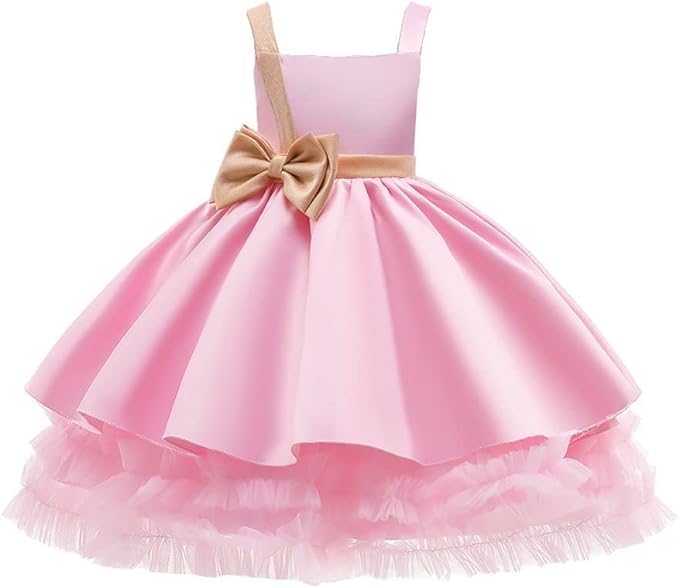 Satin Flower Girl Dress with Bow - Fall dresses for girls - G0112