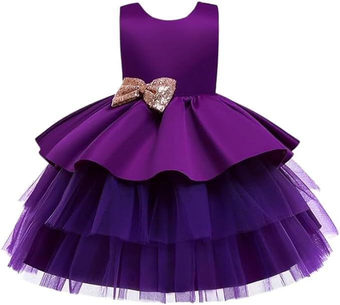 Satin dress and tulle skirt - Fall dresses for girls' birthdays - G0110