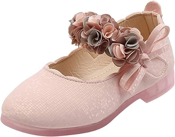 Baby and Girls Dress Shoes Mary Jane Flats with Flowers - S0005