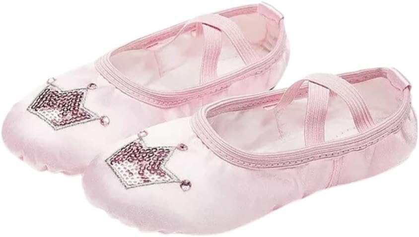 Ballet Dance Shoes for Girls Split Sole Embroidered Crown Design - S0014