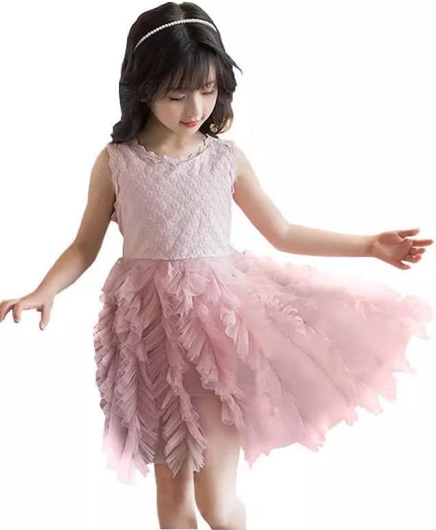 Girls Ruffle Skirt Short Sleeves Casual Summer Dress Back to School - G0060