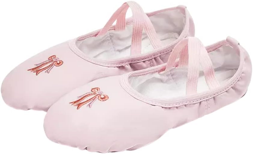 Ballet Dance Shoes for Girls Split Sole Embroidered Bow Design - S0013