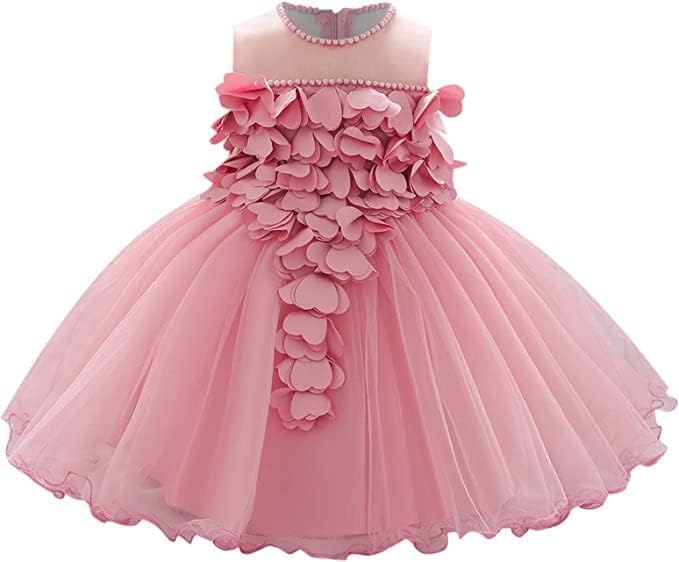 Birthday Tulle Dress for Baby with Flowers and Pearl appliqués - G0019
