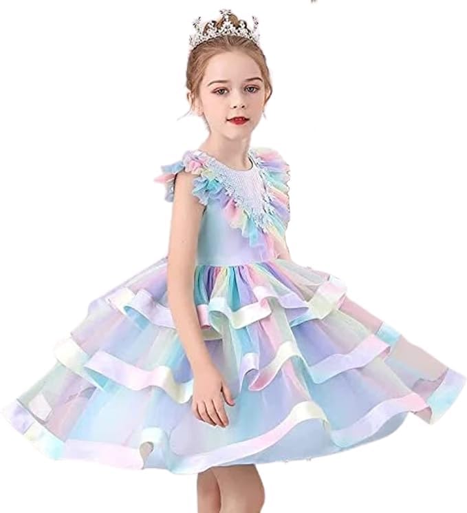 Little Girls Birthday Party Mermaid Dress Layered Skirt Tulle Dress - G0084