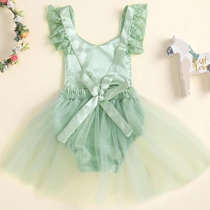 Lace bodysuit with tulle tutu for baby girl - G0078
