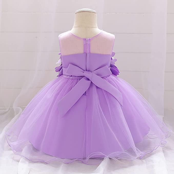 Birthday Tulle Dress for Baby with Flowers and Pearl appliqués - G0019