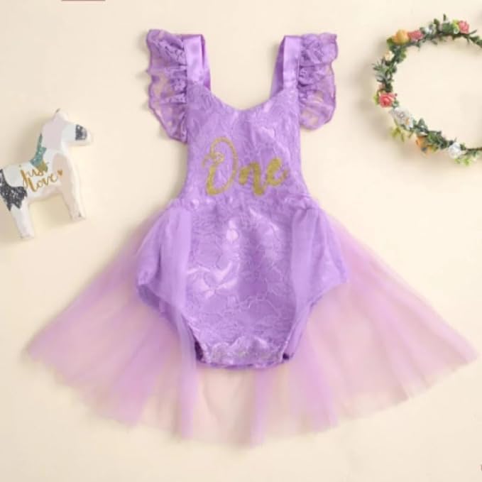 Lace bodysuit with tulle tutu for baby girl - G0078