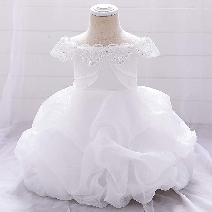Birthday Dress for Little Girl, Short Sleeve Silk Dress - G0017