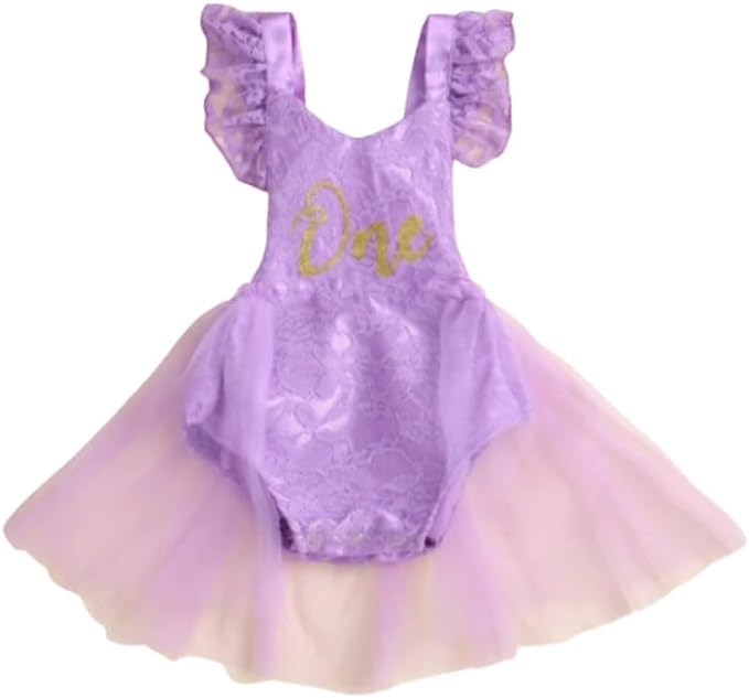 Lace bodysuit with tulle tutu for baby girl - G0078