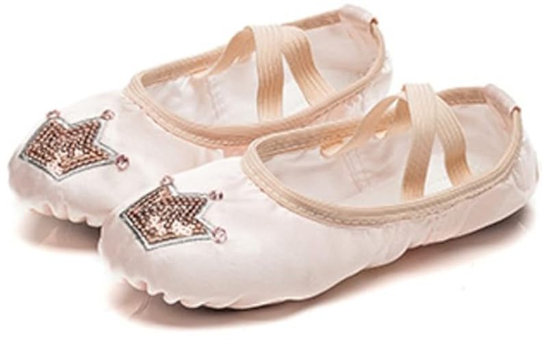 Ballet Dance Shoes for Girls Split Sole Embroidered Crown Design - S0014