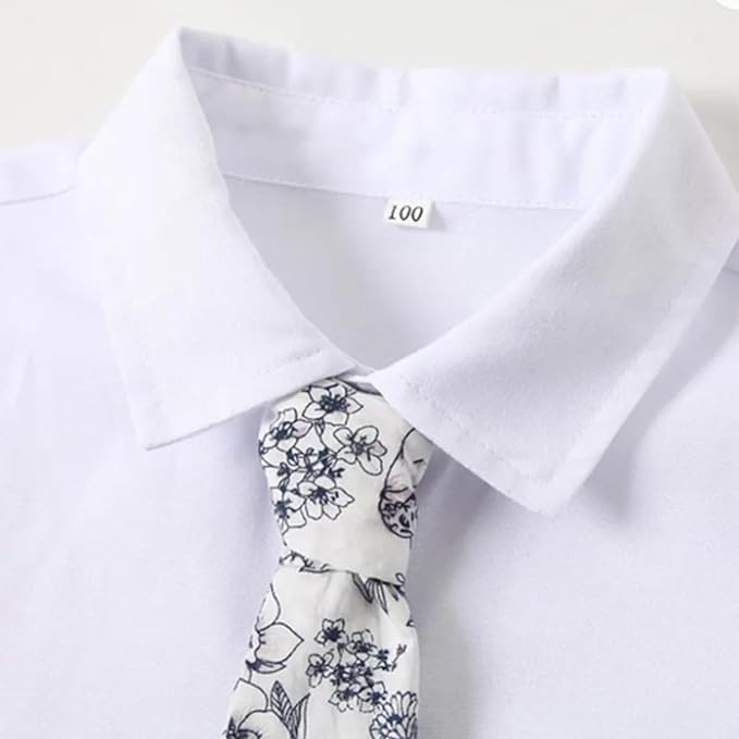 Toddler Boys Christmas Outfit Formal Suit Long Sleeve Shirt + Pants + Vest + Tie - B0029