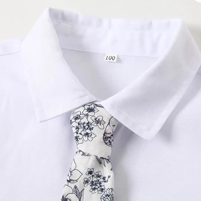 Toddler Boys Christmas Outfit Formal Suit Long Sleeve Shirt + Pants + Vest + Tie - B0029