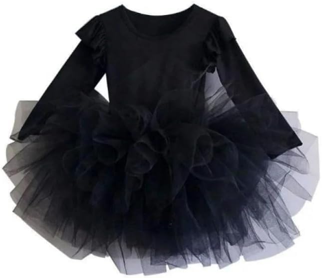 Girls Ballet Fluffy Tutu Dresses Long Sleeve Dance Leotards - G0056