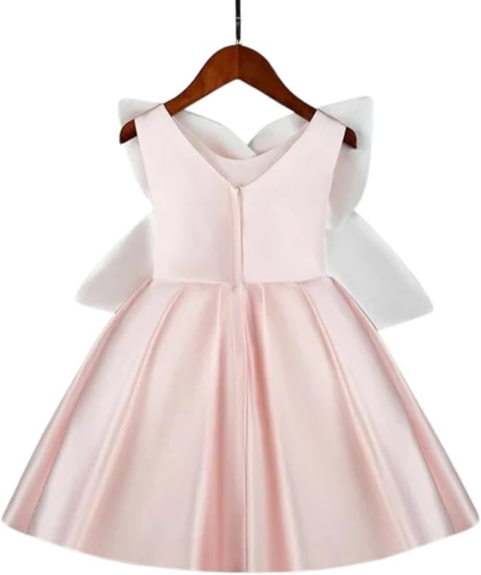 Girl's Satin Dress with Large Flower on The Chest - G0051