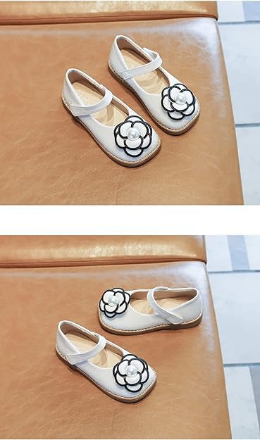 PU leather shoes for girls mary jane style with a flower - S0061