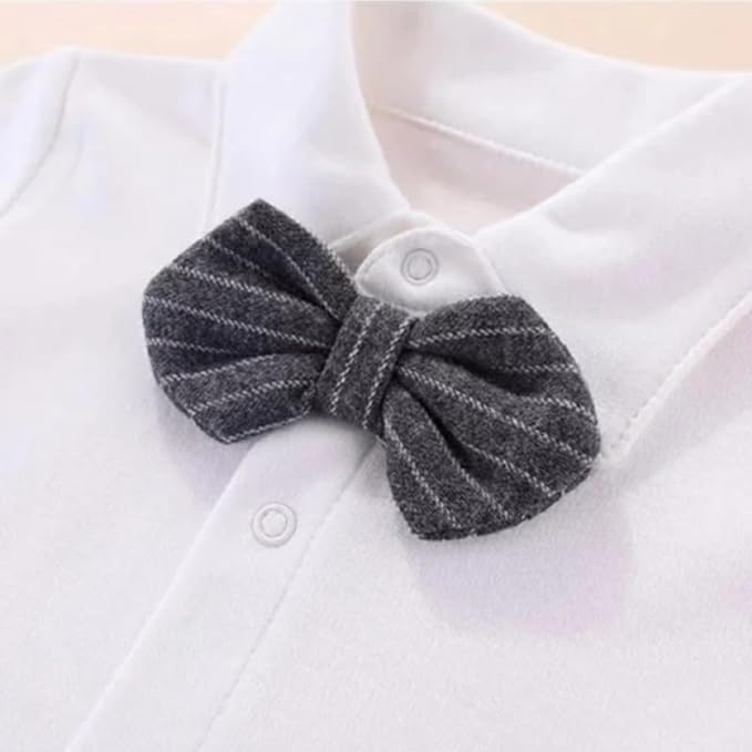 Newborn Suit Striped Vest Coat + Pants + Cotton Shirt & Bow Tie