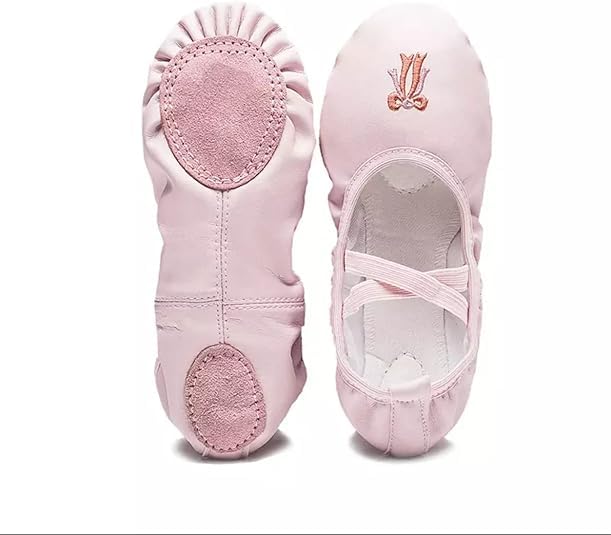 Ballet Dance Shoes for Girls Split Sole Embroidered Bow Design - S0013