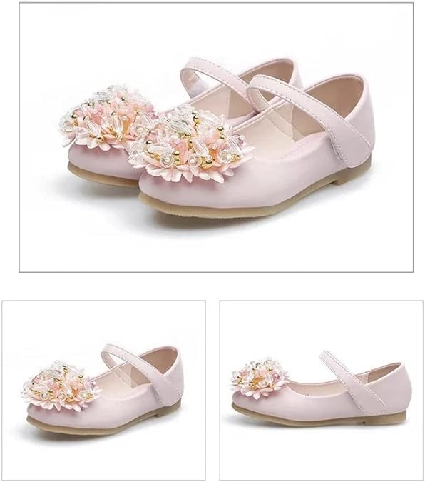 Girls Dress Shoes Mary Jane Flat with Rhinestone - S0034