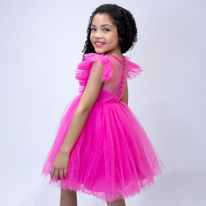 Tulle Tutu Girl Dress with Princess Sleeves - G0131