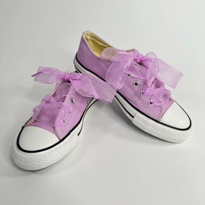 6 pairs of Flat Lace Chiffon Shoelaces for Kids and Adults