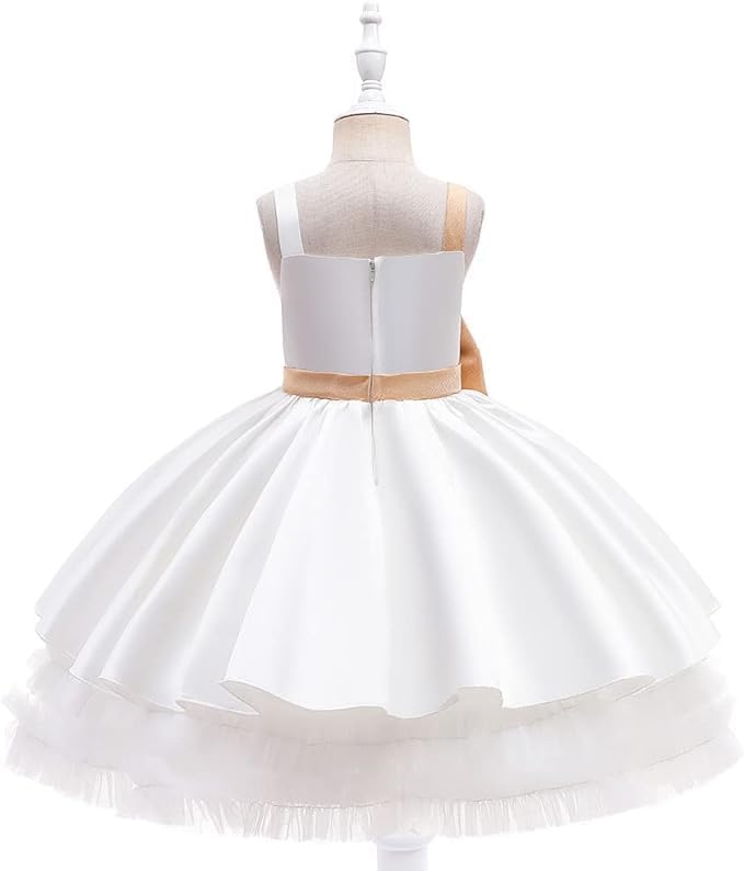 Satin Flower Girl Dress with Bow - Fall dresses for girls - G0112