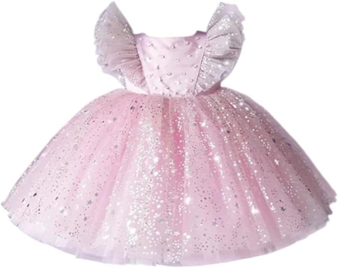 Princess Dress Girls Sequin Tutu Lace Mesh Wedding Birthday Party - G0097