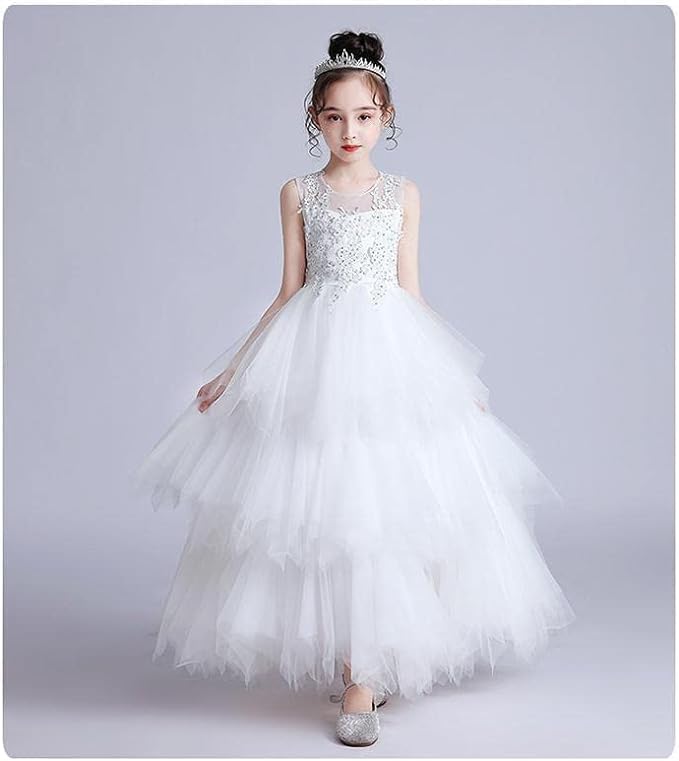 Long Dress with Layered Tulle Skirt and Embroidered Chest - G0085